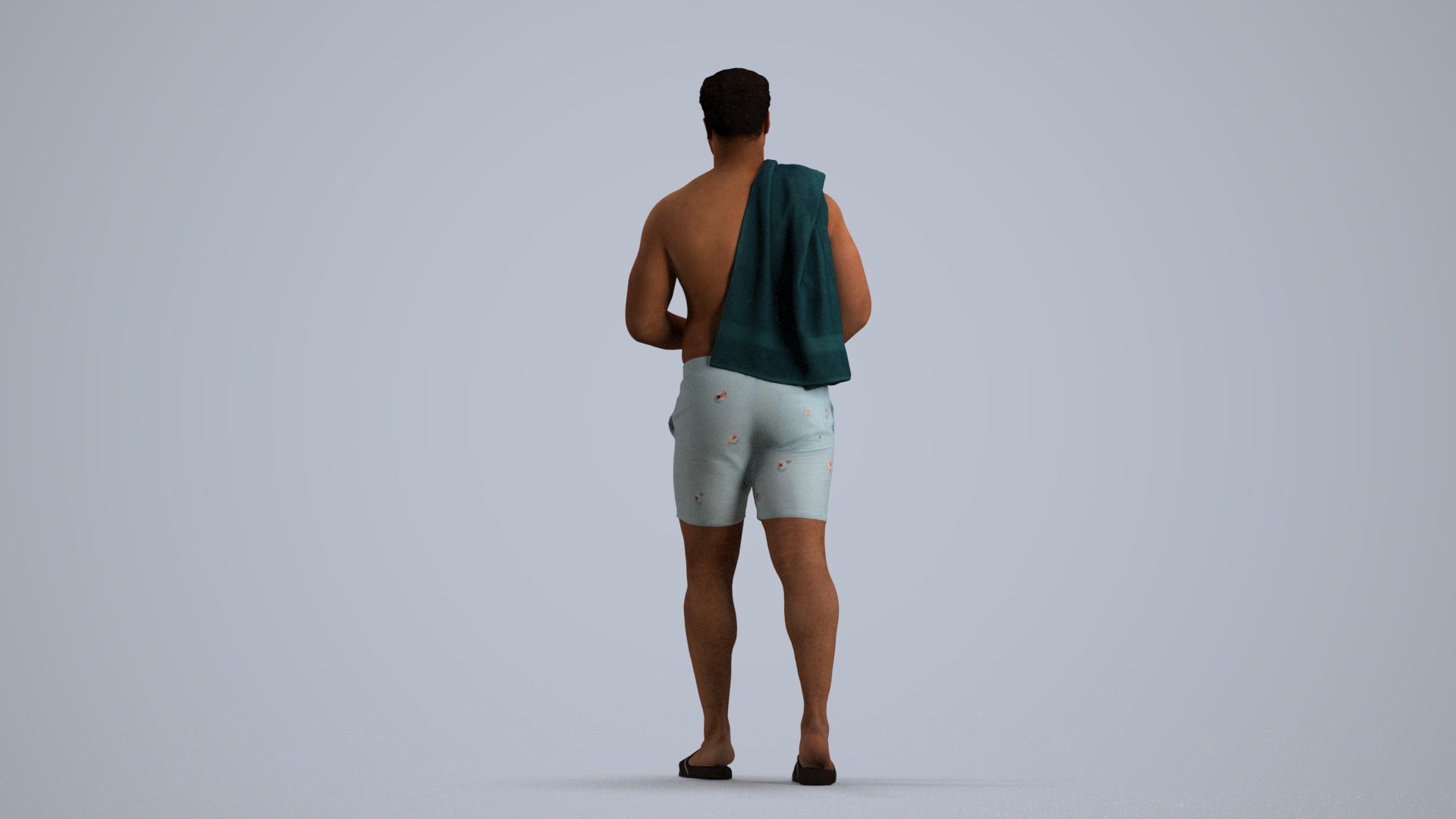 scanned 3D man pool, photogrammetry people for Enscape and V-Ray, front view render
