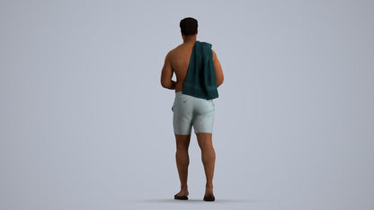 scanned 3D man pool, photogrammetry people for Enscape and V-Ray, front view render