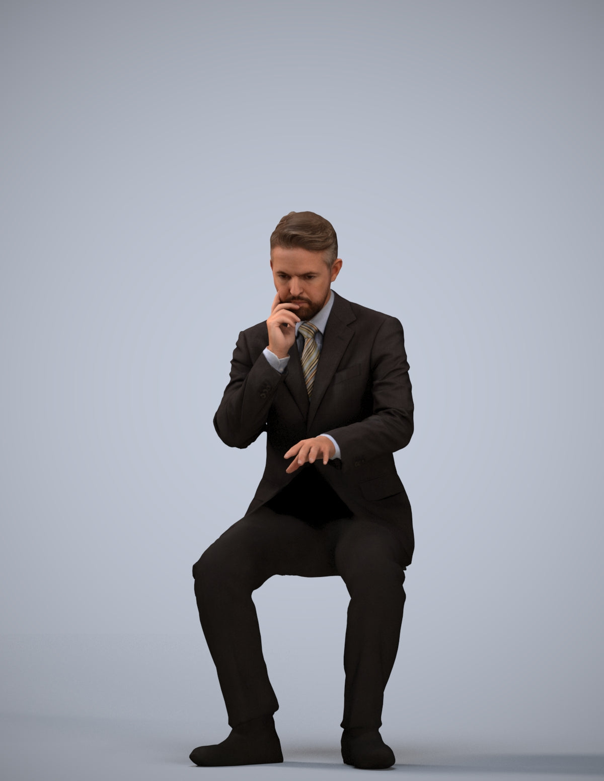 3D people model man business, scanned human for 3ds Max rendering