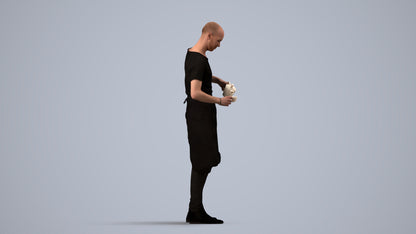 3D scanned man standing, photorealistic archviz people for Enscape and SketchUp, side view render