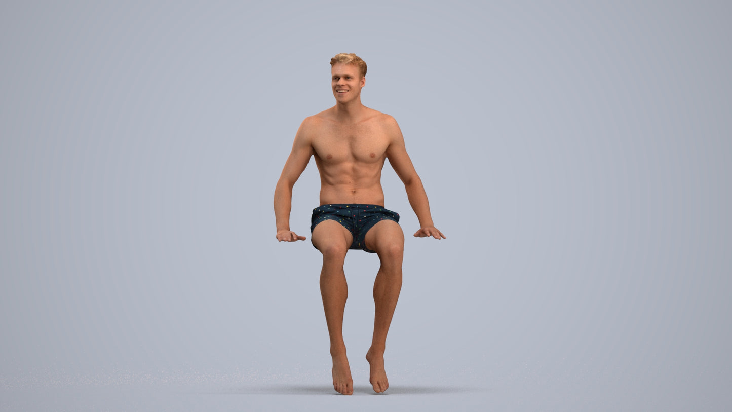realistic 3D man pool, scanned archviz people for Blender and 3ds Max, standing pose render