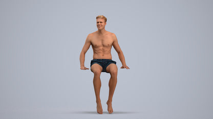 realistic 3D man pool, scanned archviz people for Blender and 3ds Max, standing pose render