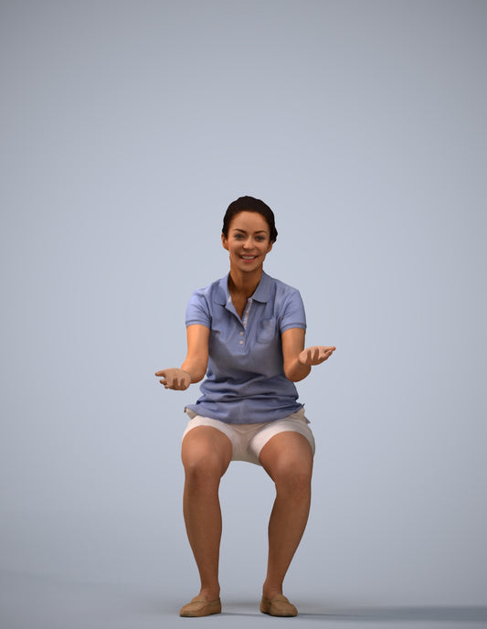 realistic 3D people woman casual sitting, render-ready for V-Ray and Corona, FBX OBJ