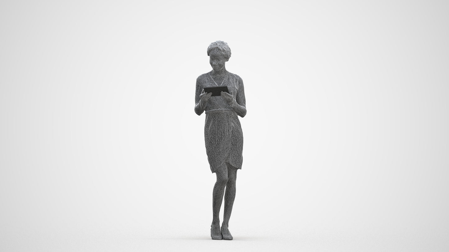 realistic 3D people woman casual walking, render-ready for V-Ray and Corona, FBX OBJ, three-quarter front view render