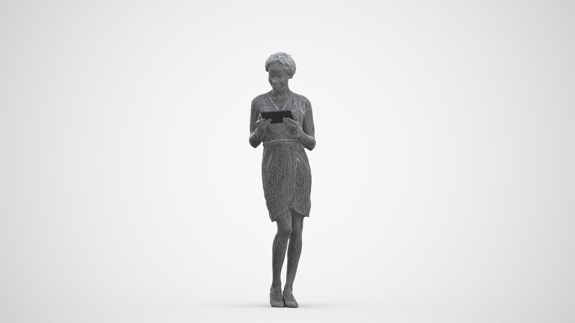 realistic 3D people woman casual walking, render-ready for V-Ray and Corona, FBX OBJ, three-quarter front view render