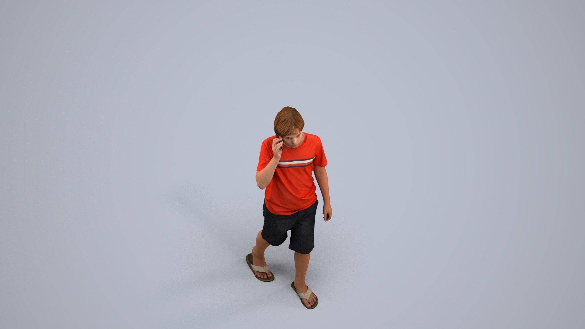 3D human model boy casual kids, photogrammetry scanned person for archviz, back view render
