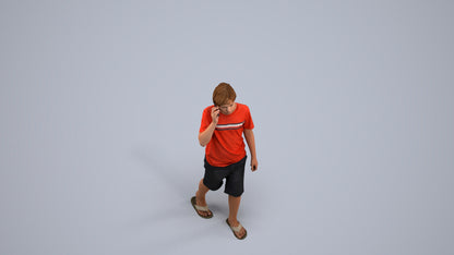 3D human model boy casual kids, photogrammetry scanned person for archviz, back view render