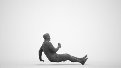 realistic 3D human man pool, archviz people FBX OBJ for Blender, wireframe front view