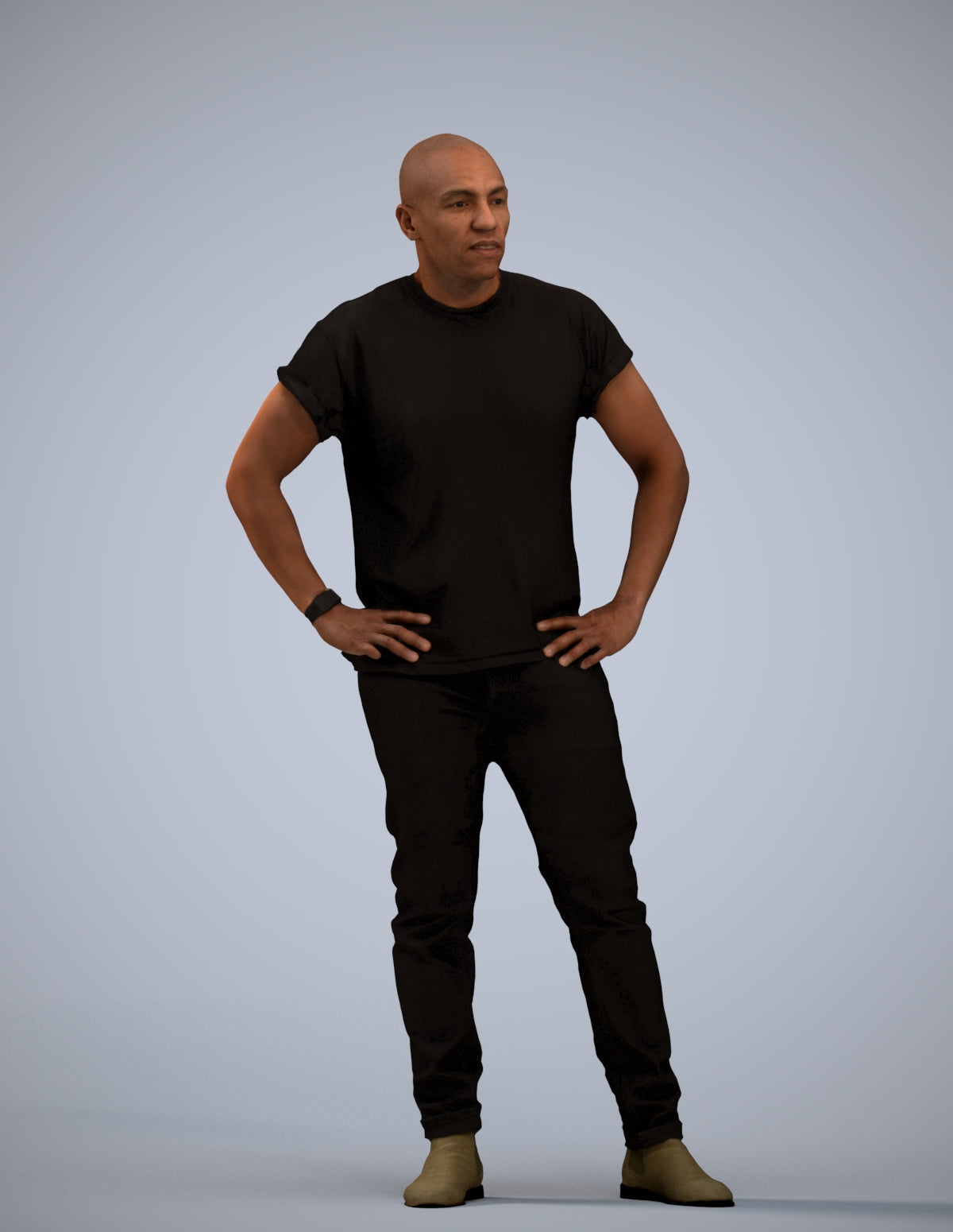 3D scanned man standing casual, photorealistic archviz people for Enscape and SketchUp