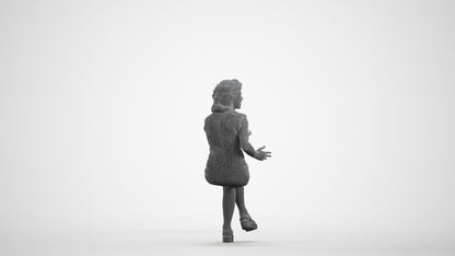 3D scanned woman sitting business, photorealistic archviz people for Enscape and SketchUp, wireframe front view