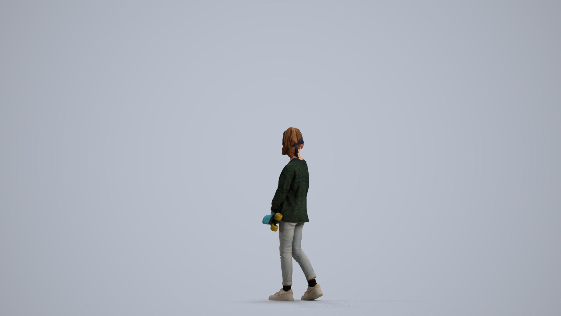 3D people model girl casual kids, scanned human for 3ds Max rendering, front view render