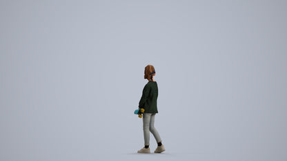3D people model girl casual kids, scanned human for 3ds Max rendering, front view render