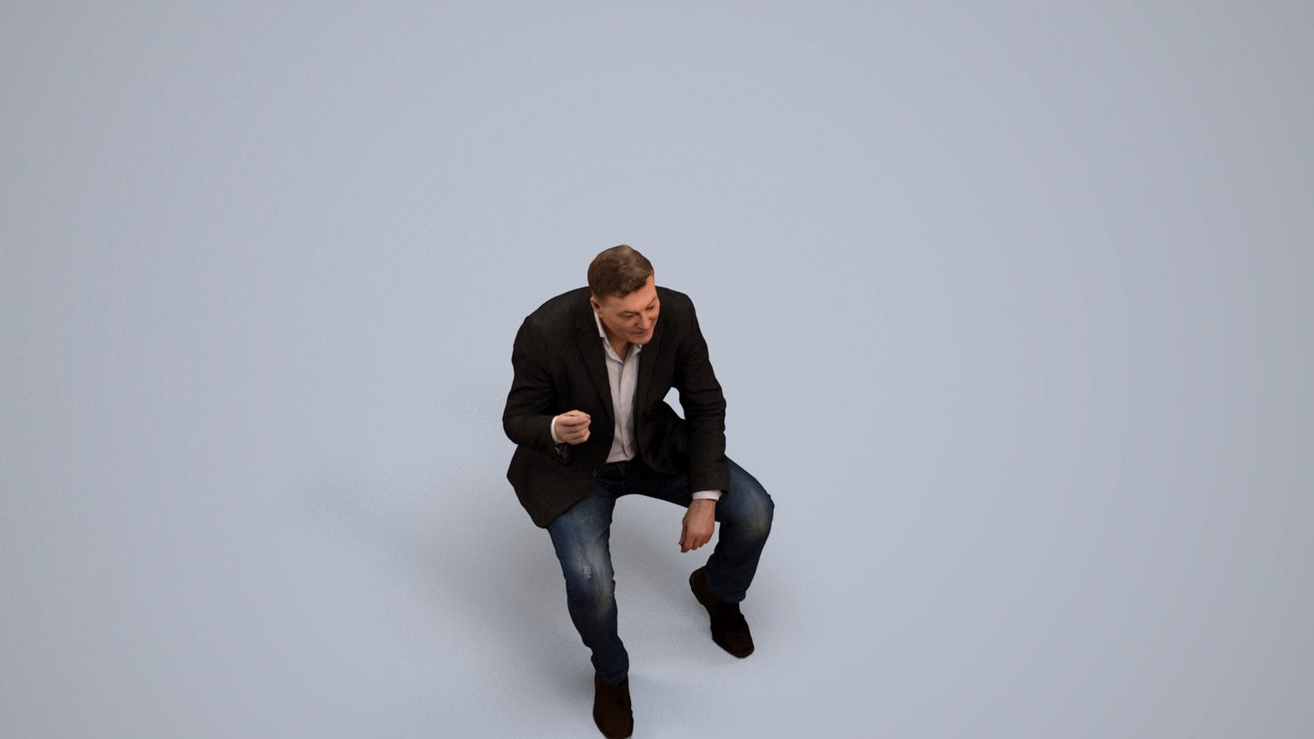 3D scanned man business, photorealistic archviz people for Enscape and SketchUp, back view render