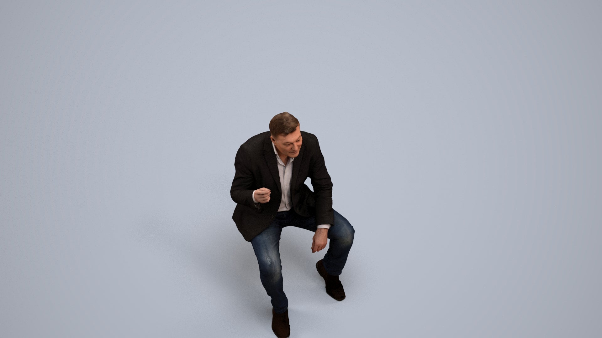 3D scanned man business, photorealistic archviz people for Enscape and SketchUp, back view render