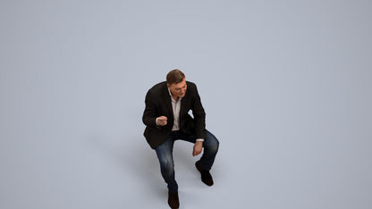 3D scanned man business, photorealistic archviz people for Enscape and SketchUp, back view render