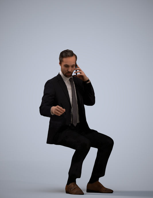 3D scanned man business formal, photorealistic archviz people for Enscape and SketchUp