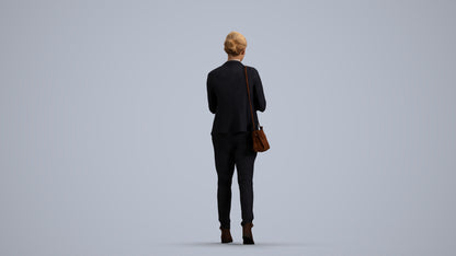 3D people model woman business walking, scanned human for 3ds Max rendering, front view render