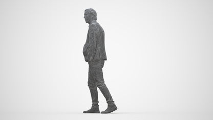 realistic 3D man business, scanned archviz people for Blender and 3ds Max, wireframe back view