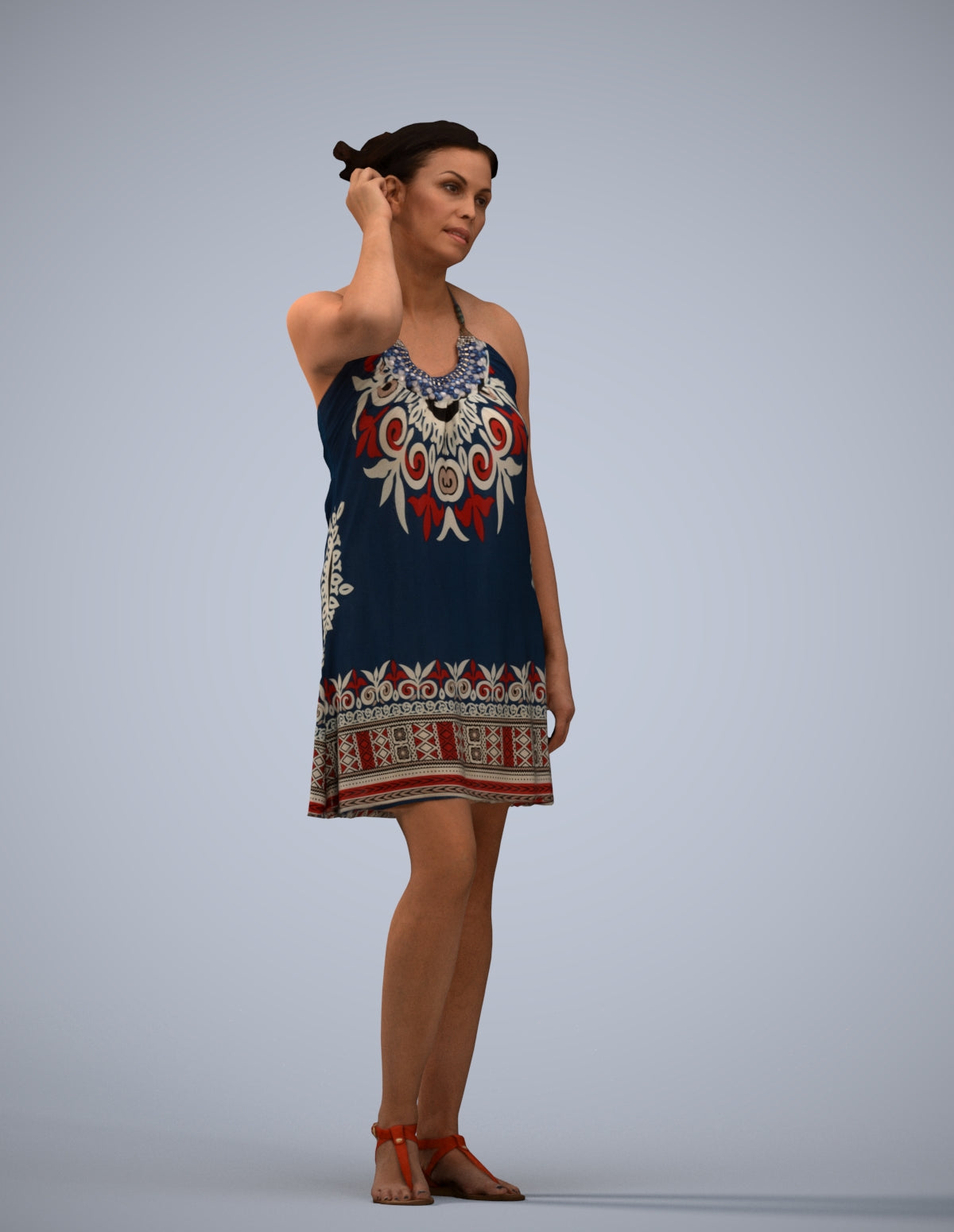 scanned 3D woman standing, photogrammetry people for Enscape and V-Ray