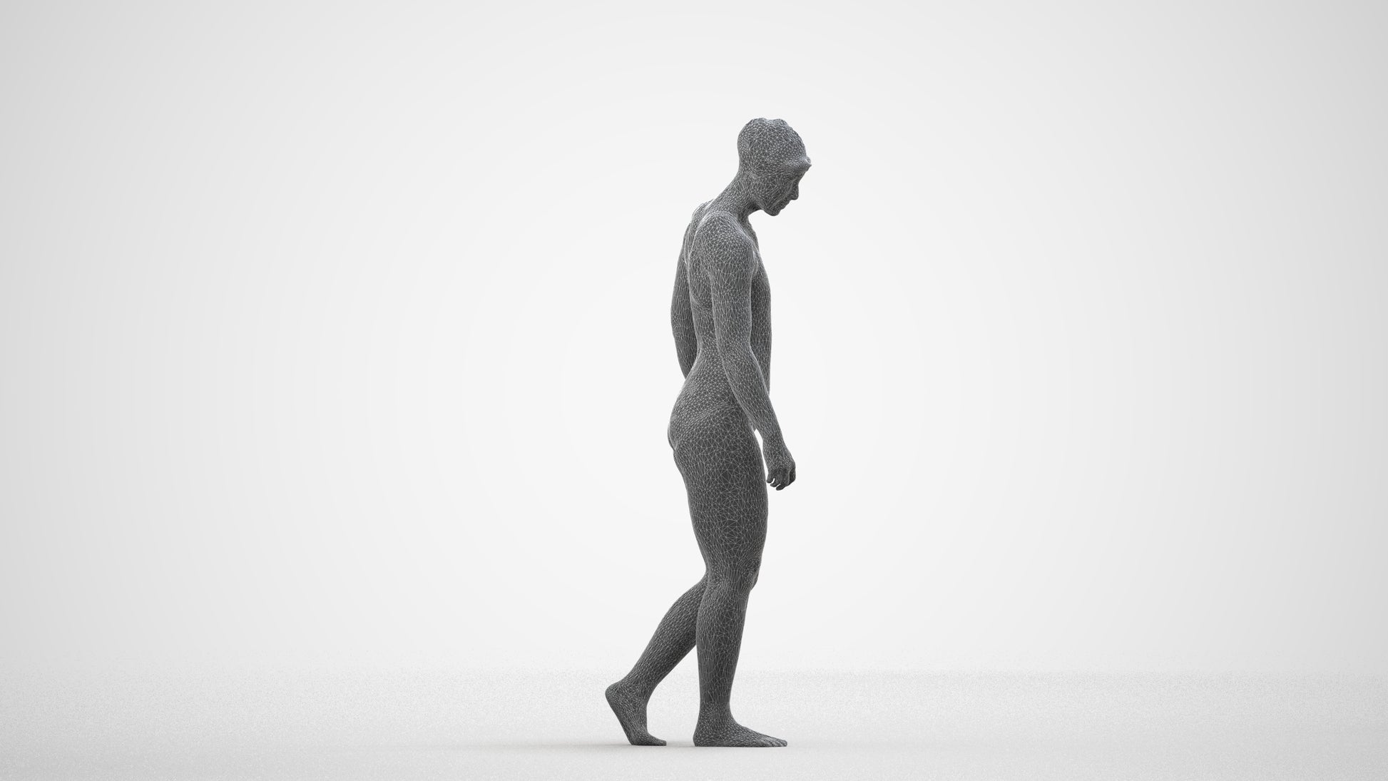 scanned 3D woman sport pool, photogrammetry people for Enscape and V-Ray, wireframe side view