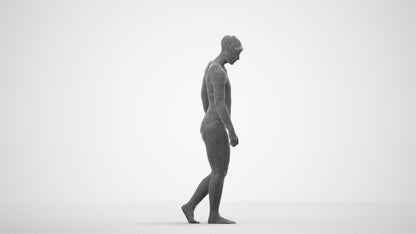 scanned 3D woman sport pool, photogrammetry people for Enscape and V-Ray, wireframe side view