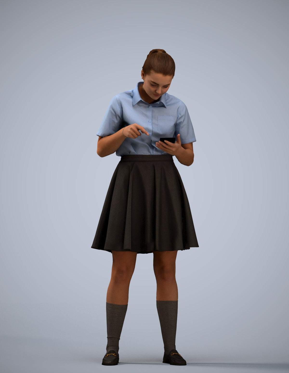 realistic 3D human girl kids, archviz people FBX OBJ for Blender