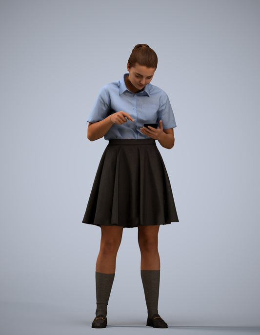realistic 3D human girl kids, archviz people FBX OBJ for Blender
