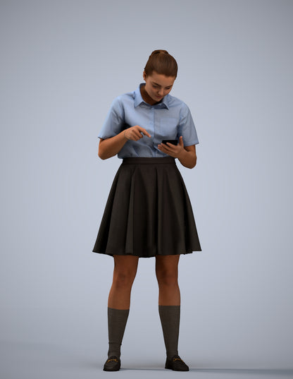 realistic 3D human girl kids, archviz people FBX OBJ for Blender