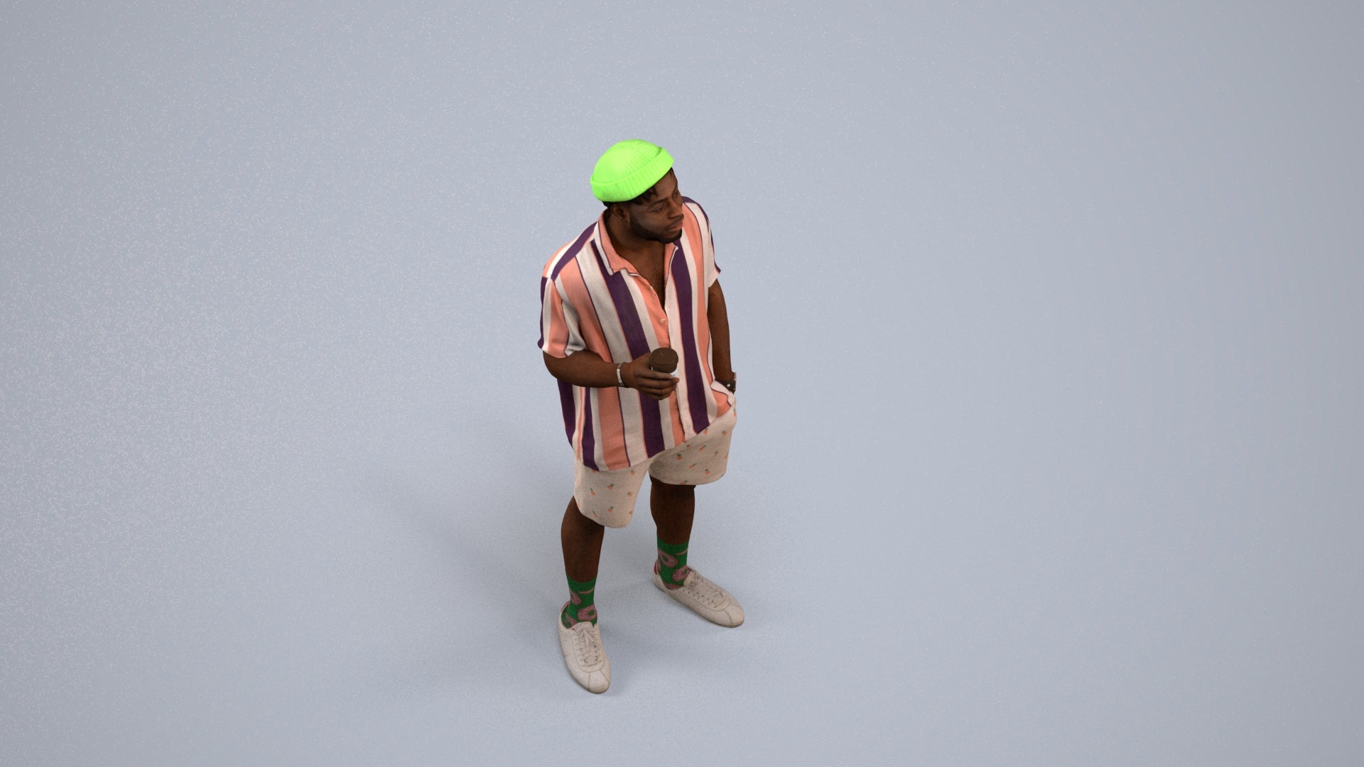 3D scanned man standing casual, photorealistic archviz people for Enscape and SketchUp, back view render