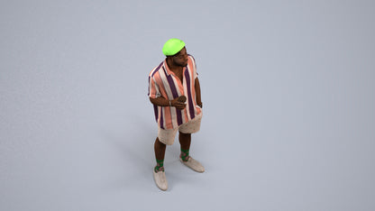 3D scanned man standing casual, photorealistic archviz people for Enscape and SketchUp, back view render