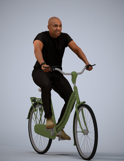 realistic 3D man casual cycling, scanned archviz people for Blender and 3ds Max