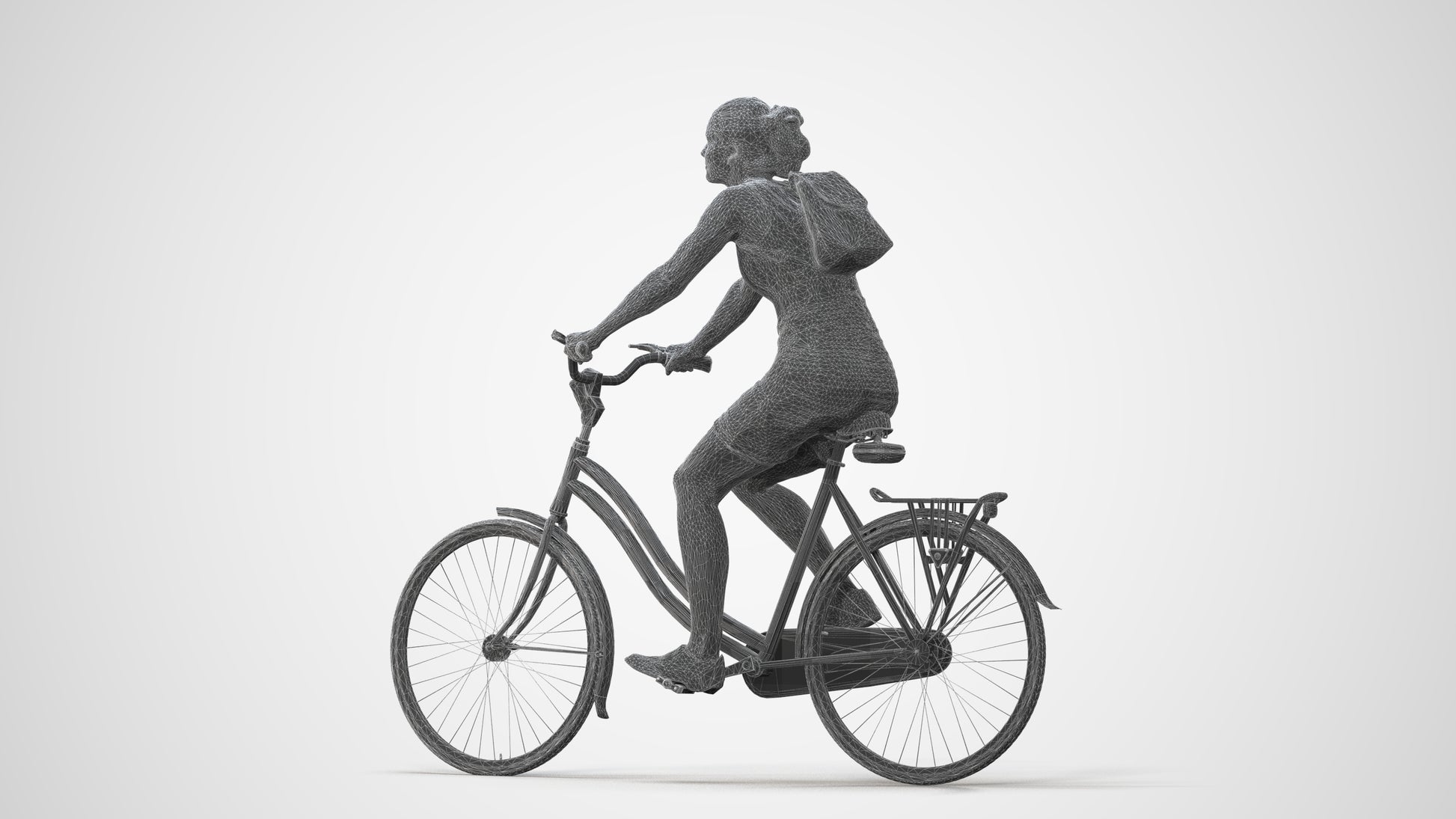 3D scanned girl cycling casual, photorealistic archviz people for Enscape and SketchUp, square thumbnail