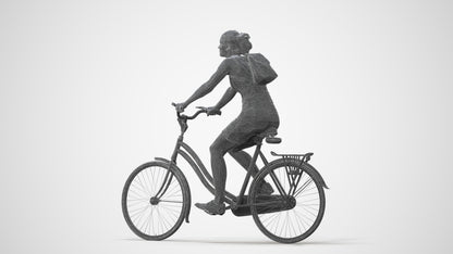 3D scanned girl cycling casual, photorealistic archviz people for Enscape and SketchUp, square thumbnail