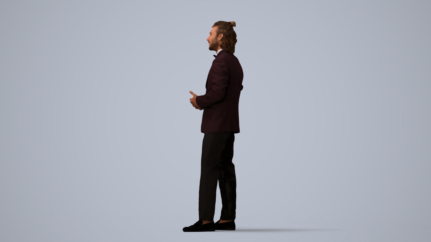 photogrammetry 3D man formal formalaffairs, realistic human model archviz FBX, three-quarter view render