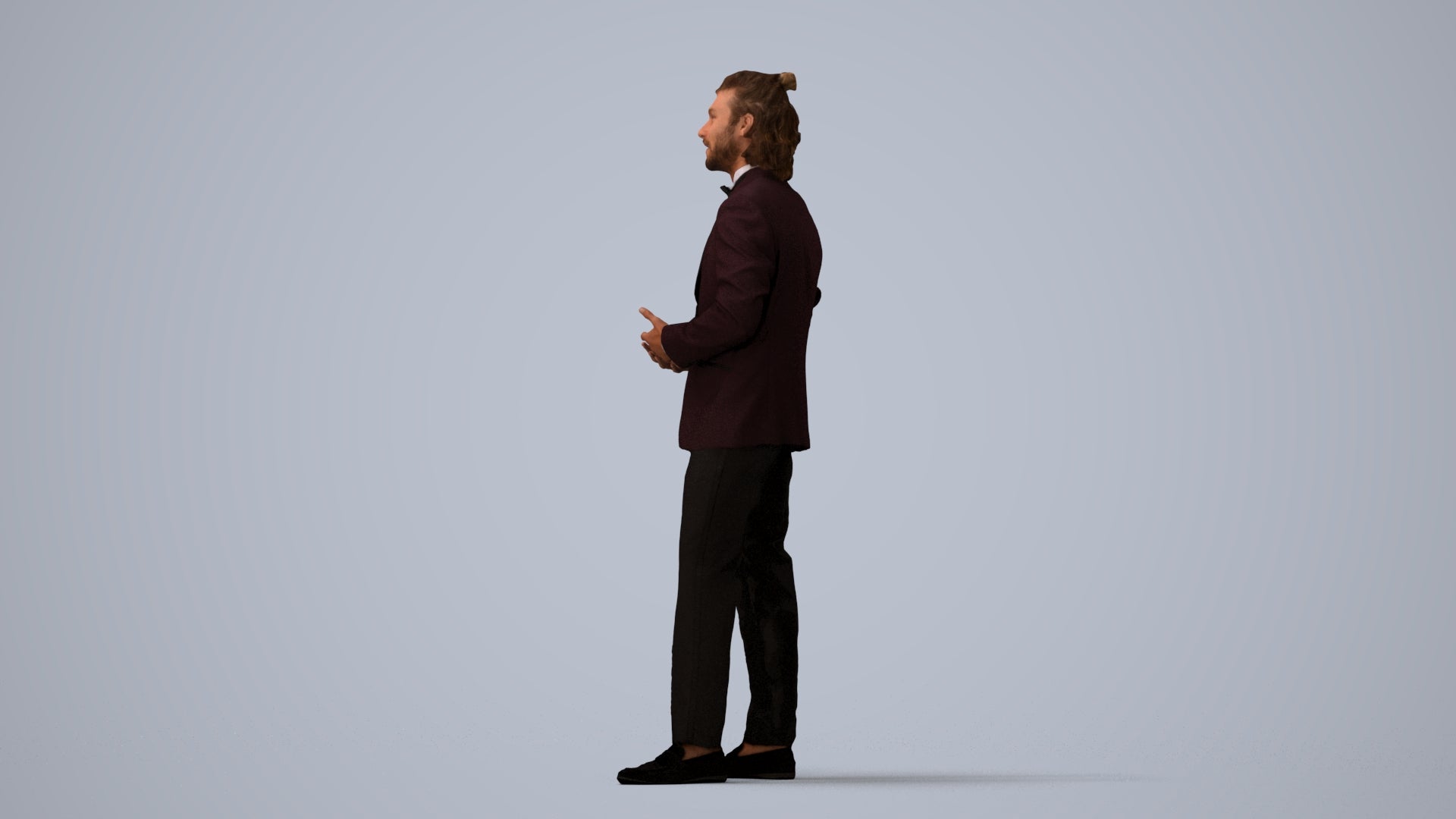 photogrammetry 3D man formal formalaffairs, realistic human model archviz FBX, three-quarter view render