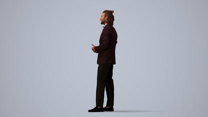 photogrammetry 3D man formal formalaffairs, realistic human model archviz FBX, three-quarter view render