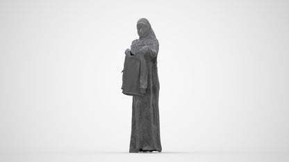 scanned 3D woman shopping, photogrammetry people for Enscape and V-Ray, wireframe back view