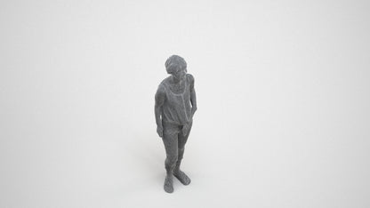 realistic 3D people senior woman standing, render-ready for V-Ray and Corona, FBX OBJ, wireframe three-quarter view