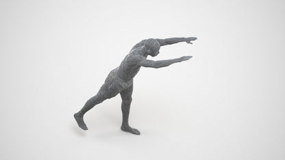 3D people model man pool, scanned human for 3ds Max rendering, wireframe three-quarter view