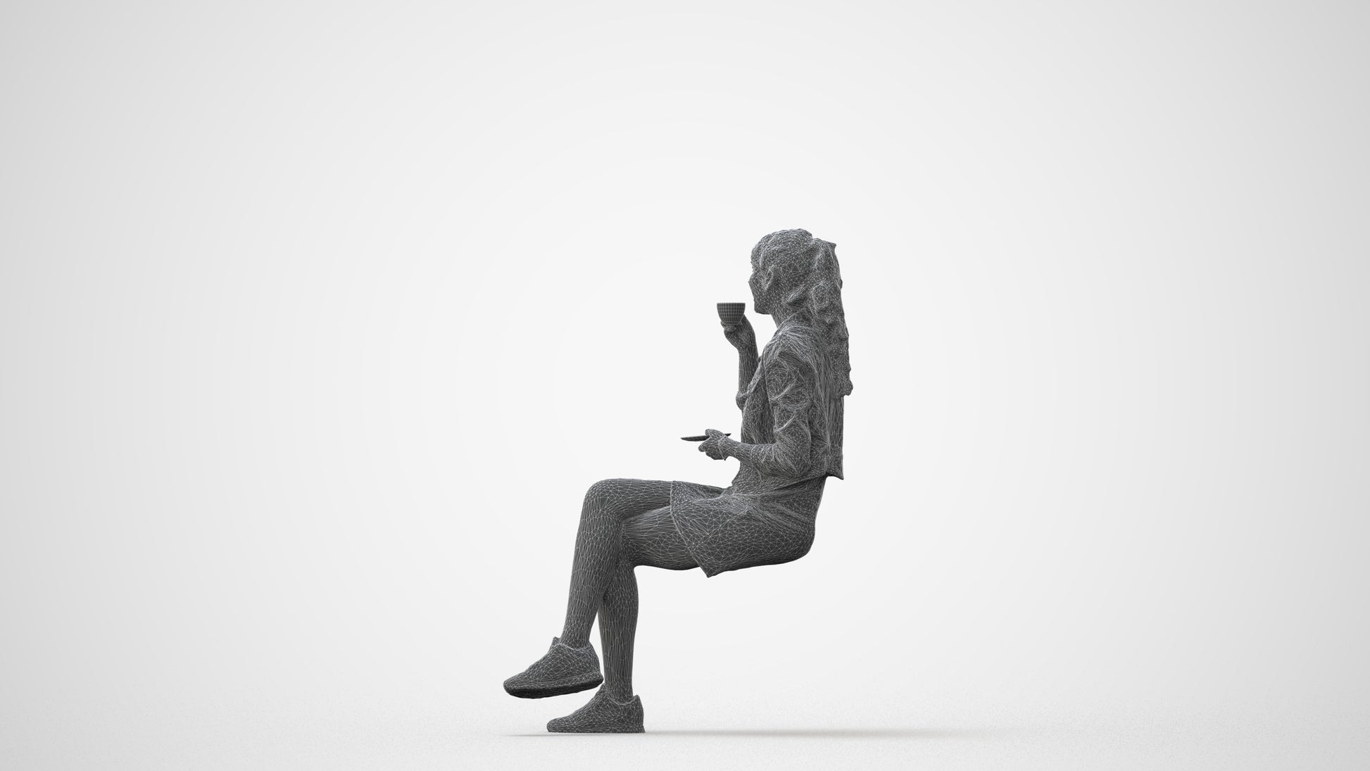 3D people model woman casual sitting, scanned human for 3ds Max rendering, square thumbnail