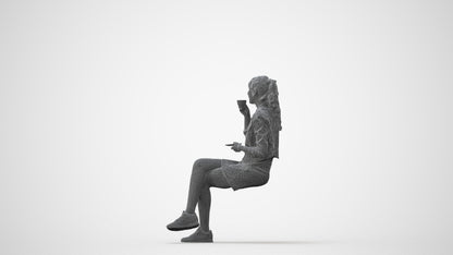 3D people model woman casual sitting, scanned human for 3ds Max rendering, square thumbnail