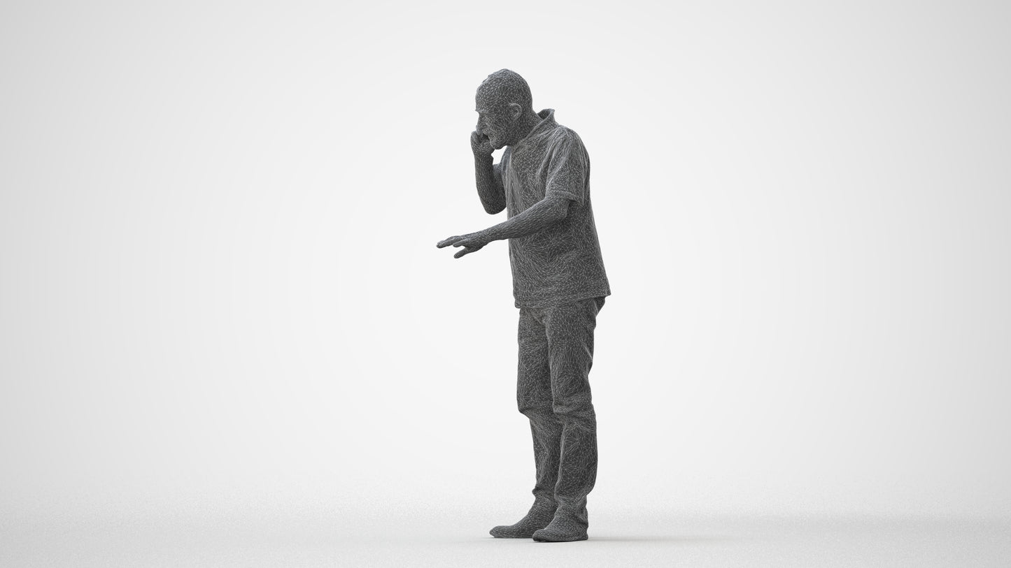 realistic 3D people senior man casual standing, render-ready for V-Ray and Corona, FBX OBJ, square thumbnail