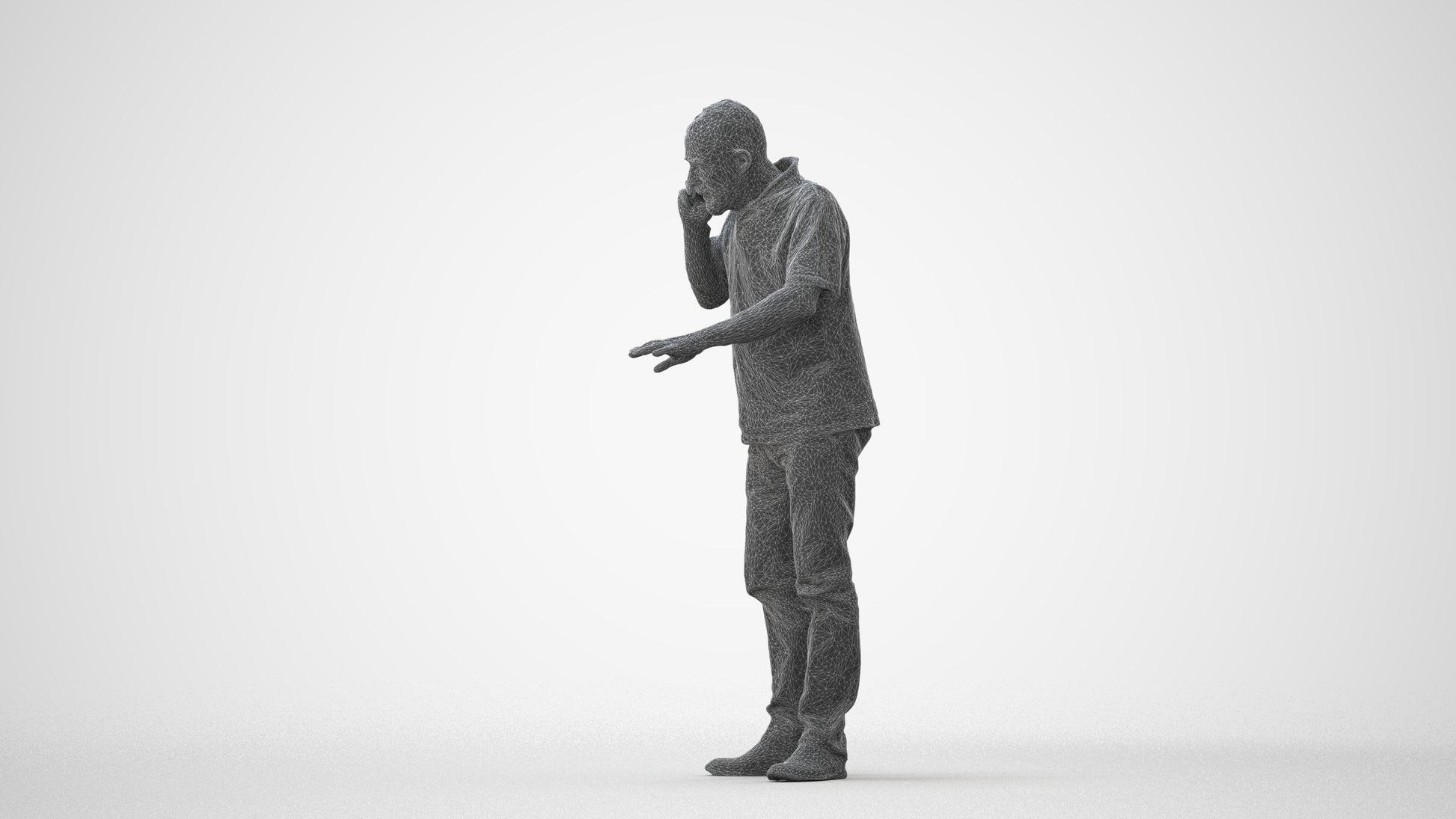 realistic 3D people senior man casual standing, render-ready for V-Ray and Corona, FBX OBJ, square thumbnail