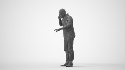 realistic 3D people senior man casual standing, render-ready for V-Ray and Corona, FBX OBJ, square thumbnail