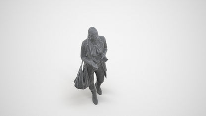 scanned 3D woman business walking, photogrammetry people for Enscape and V-Ray, wireframe three-quarter view