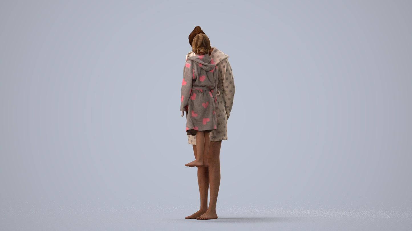 realistic 3D people girl casual kids, render-ready for V-Ray and Corona, FBX OBJ, three-quarter view render