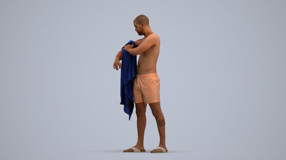 3D people model man pool, scanned human for 3ds Max rendering, standing pose render