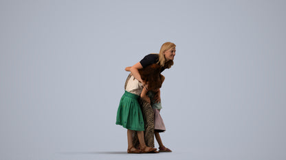 realistic 3D human girl casual kids, archviz people FBX OBJ for Blender, side view render
