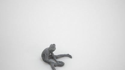 3D human model girl kids, photogrammetry scanned person for archviz, wireframe three-quarter view