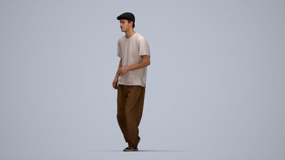 realistic 3D people man casual walking, render-ready for V-Ray and Corona, FBX OBJ, top-down view render
